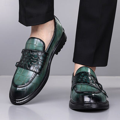 Crocodile with Men's Brown Pattern Leather – Faux Loafers