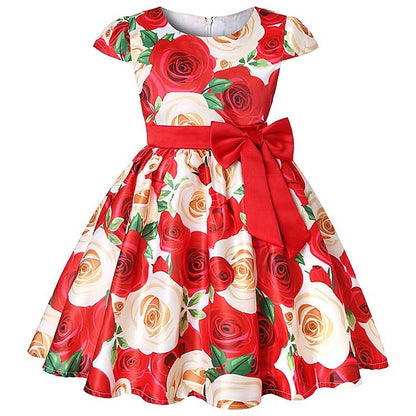 Kids Dress Floral Girls' Sleeve Short Party Flower