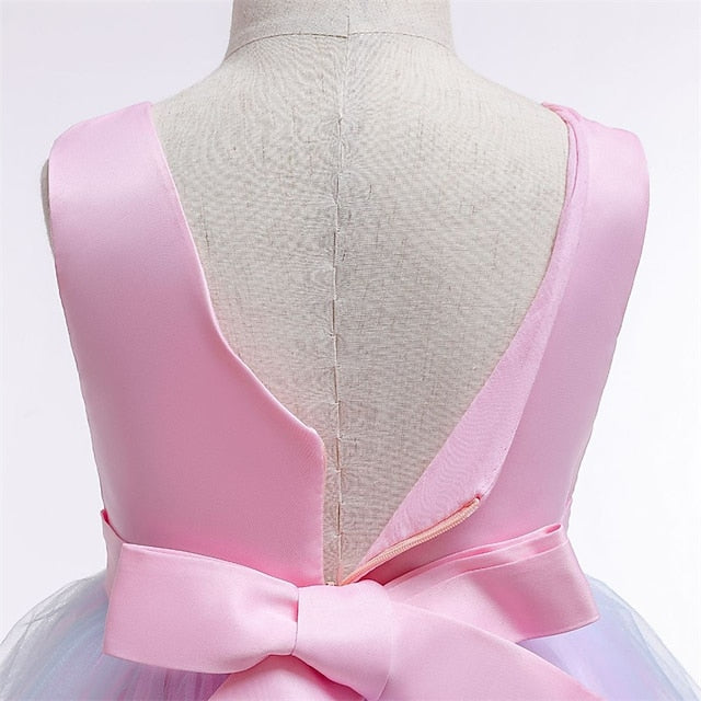 Purple Floral Blue Party Lace Girls' Dress Blushing Kids