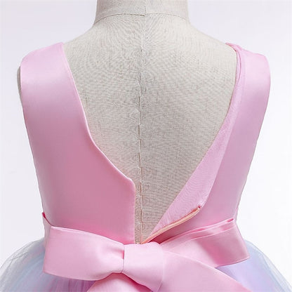 Purple Floral Blue Party Lace Girls' Dress Blushing Kids