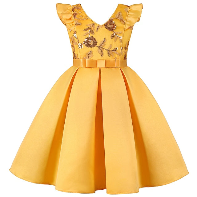 Kids Dress Sleeveless Formal Color Girls' Party Solid