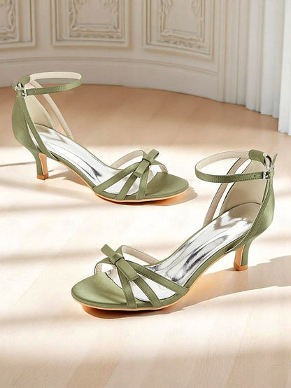Strappy Green Vintage Women's Heel Kitten Satin 1950s