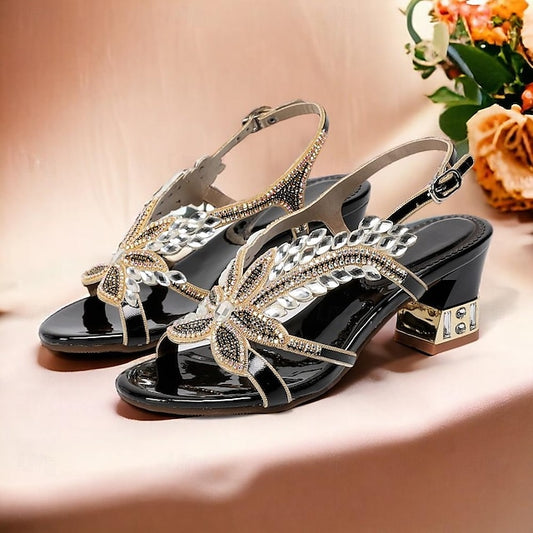 Round Rhinestone Women's Toe Sandals Wedding Shoes Party