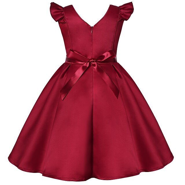 Kids Dress Sleeveless Formal Color Girls' Party Solid