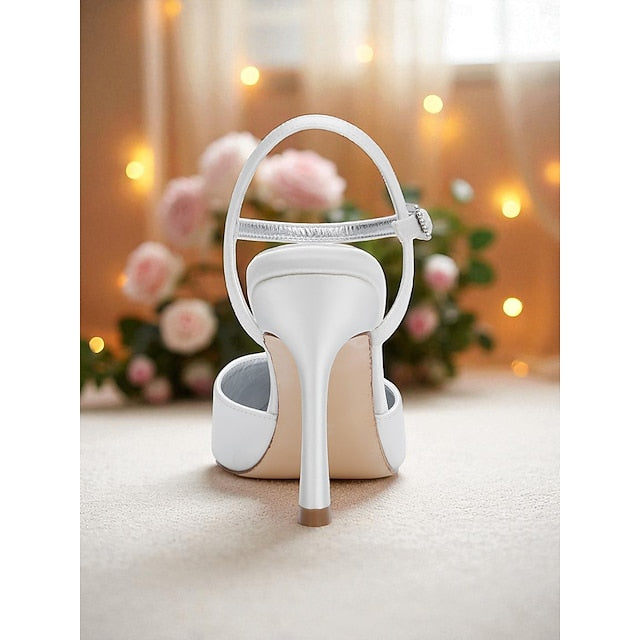 - Heels Green Satin Strap Women's Stiletto with Ankle