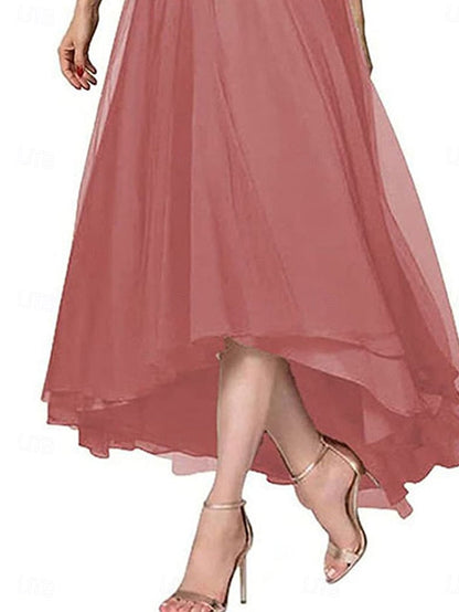 A-Line Elegant V Mother Dress Bride of Neck the Asymmetrical