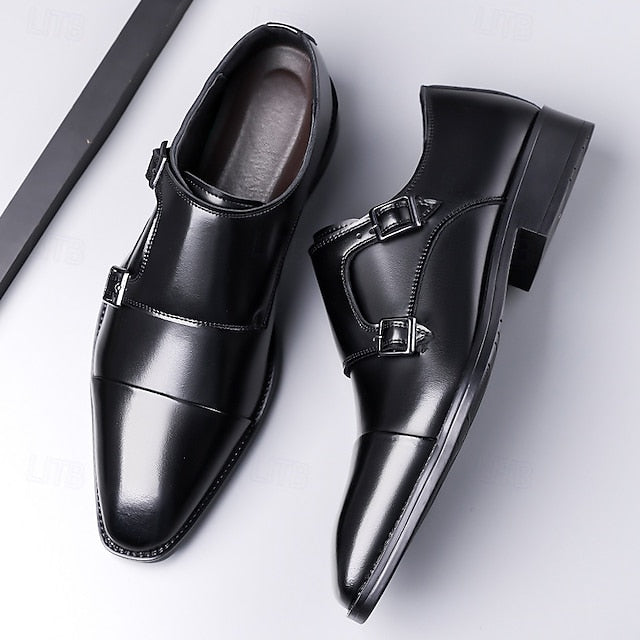 Double Elegant Shoes Monk Leather Strap Men's –