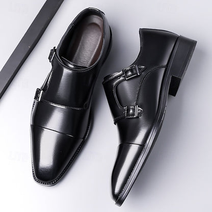 Double Elegant Shoes Monk Leather Strap Men's –