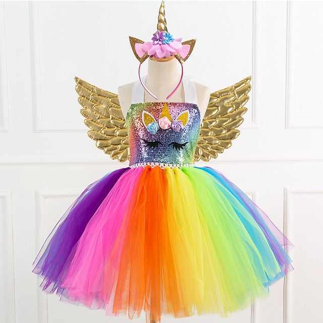 Dance Headband Movie Wings Cosplay Dress Girls' Unicorn