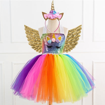 Dance Headband Movie Wings Cosplay Dress Girls' Unicorn