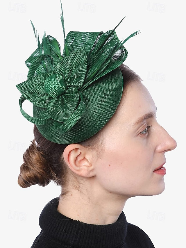 Bow Fascinator Feather Green Women's Hat Accents and with