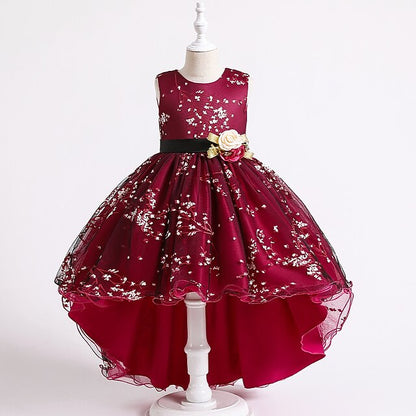 Dress Kids Sleeveless Solid Colored Floral Girls' Wedding