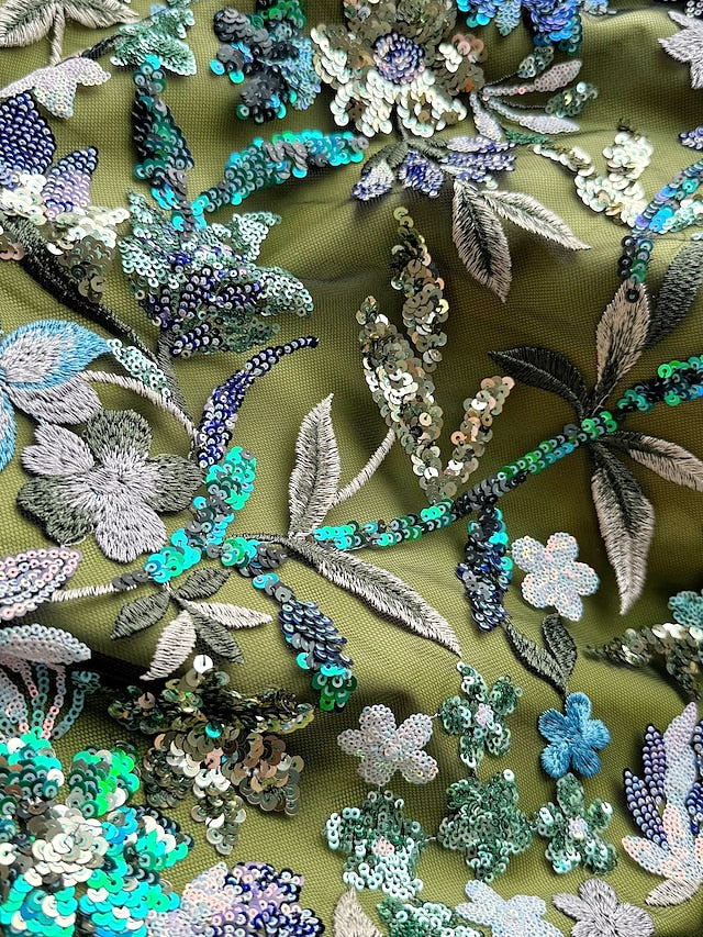 Satin of Floral Bride Embroidered Mother A-Line the Evening Gown