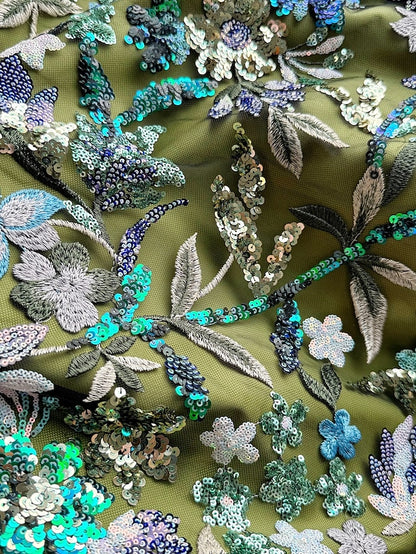 Satin of Floral Bride Embroidered Mother A-Line the Evening Gown