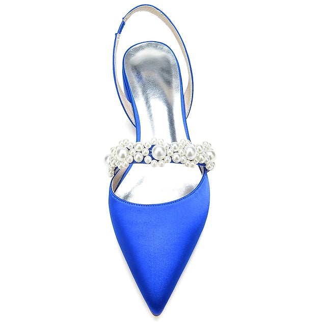 Pearl with Shoes Satin Women's Elegant White