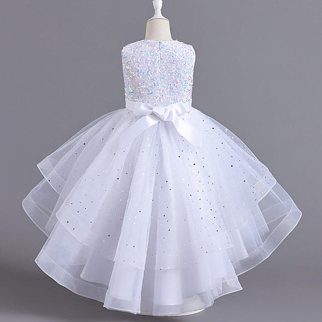 Color Sleeveless Solid Party Girls' Kids Dress