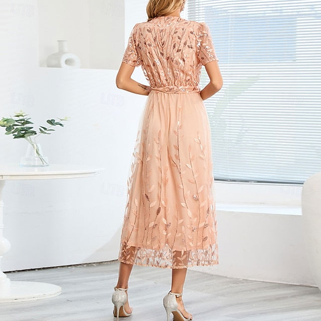 Mother Neck Elegant V Bride the A-Line Dress Sequin of