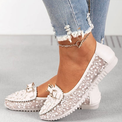 Bow Flats Pink Women's Lace and Details Floral - with