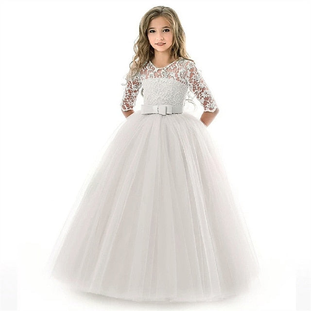 Dress Girls' Wedding Flower Girl Half Sleeve Kids