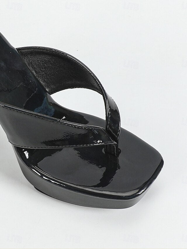 Pink Chunky Open-Toe Block Heels Women's Iridescent with