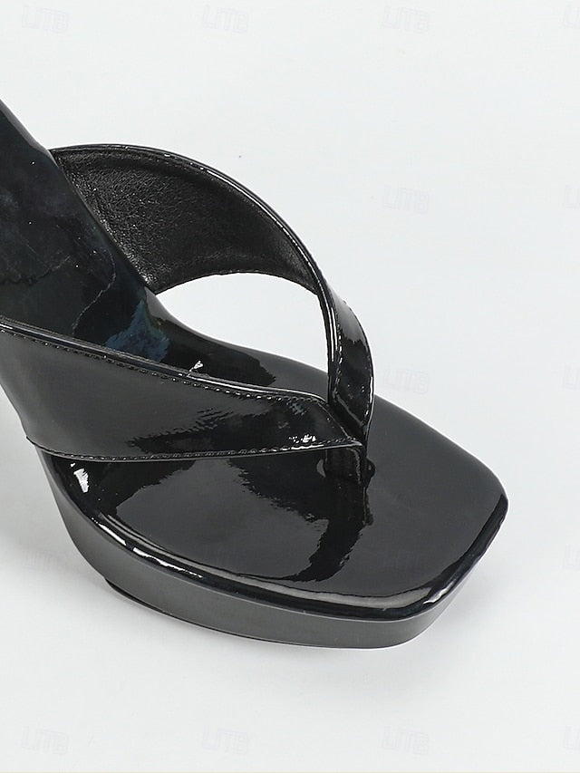 with Open-Toe Block Heels Women's Pink Chunky Iridescent