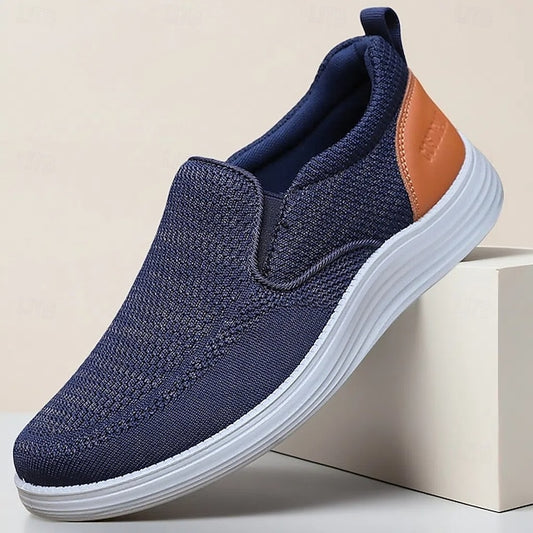 Slip-On Navy – Stretch Breathable Men's Knit Sneakers
