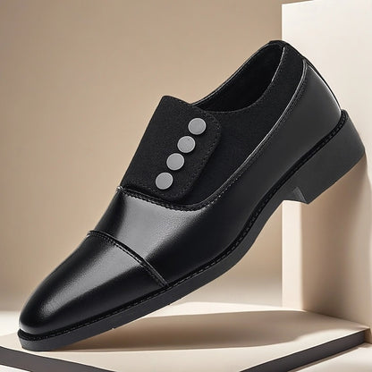 Black Decor Men's Slip-On Button Shoes Classic