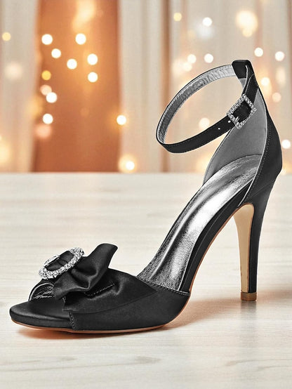 with High Sandals Rhinestone Heel Satin Women's Purple