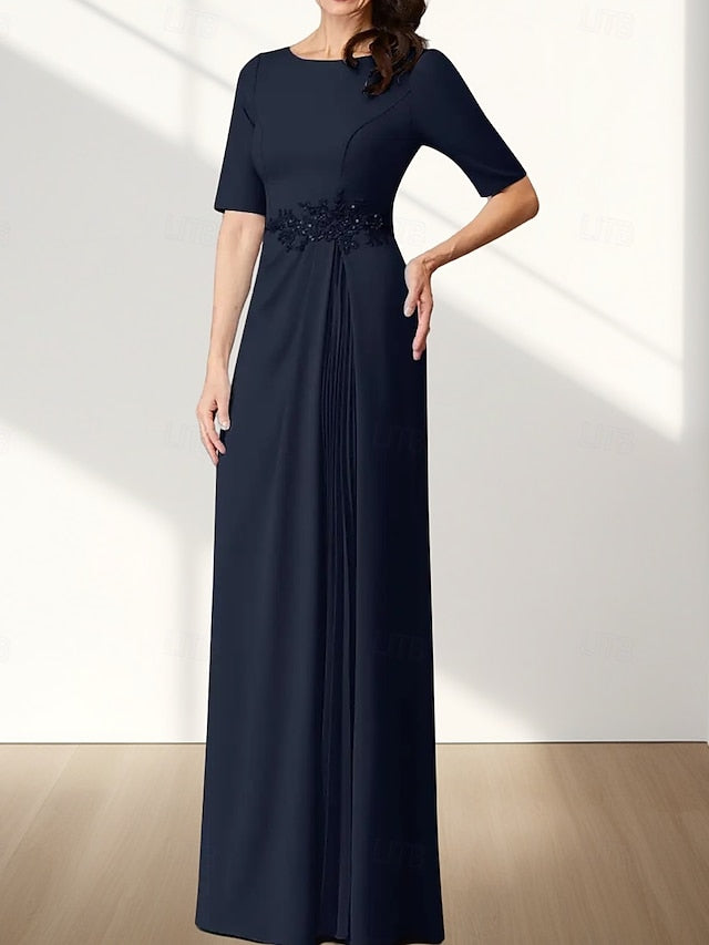 Bride Dress Elegant the Mother Wedding Neck A-Line of Crew Guest
