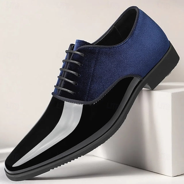 Velvet Shoes White Men's and Glossy Blue Finish with