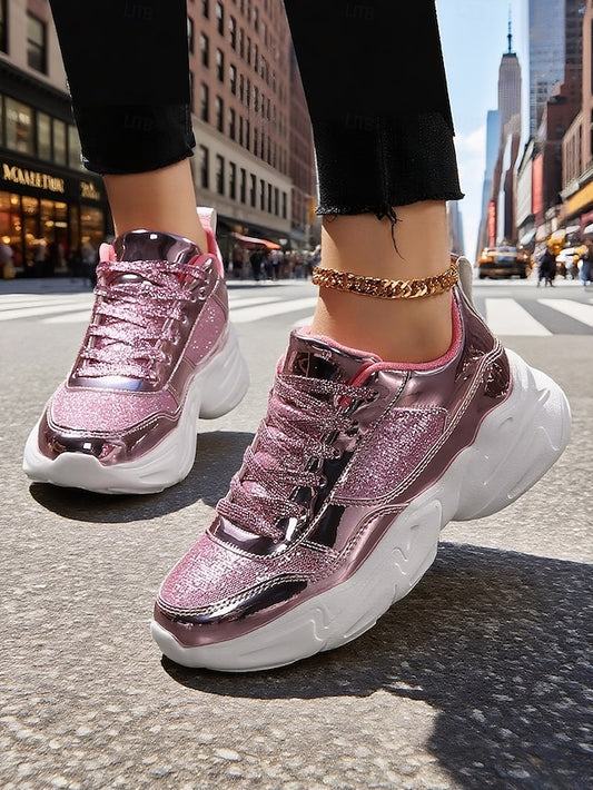 Sneakers Metallic Glitter Chunky Women's Platform with