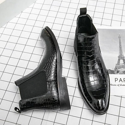 Boots Crocodile Chelsea Pattern Slip-On – Brown Men's