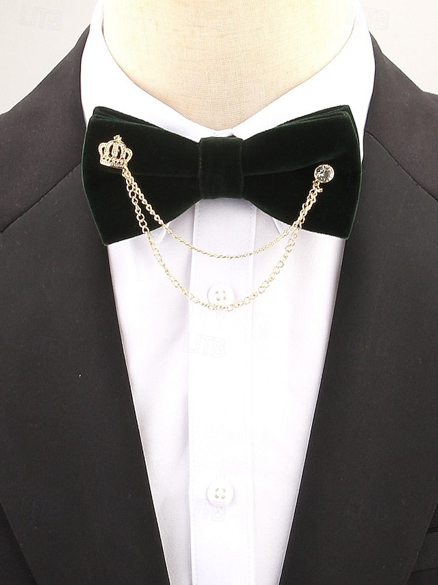 Detail Men's Bow Chain with Velvet Tie and Crown –