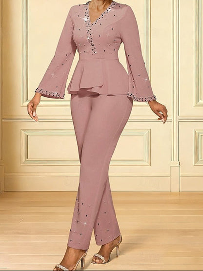 Ankle Bride Length the Mother of V Dress Elegant Neck Jumpsuits
