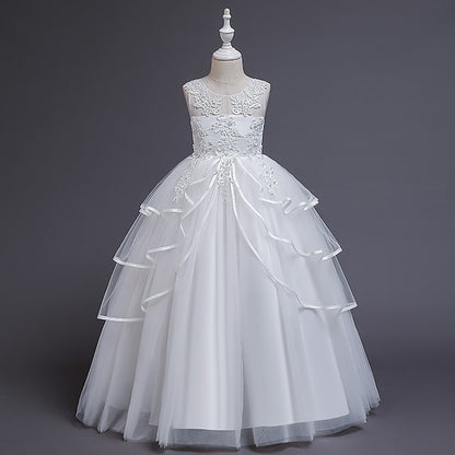 Sleeveless Color Kids Party Girls' Solid Dress