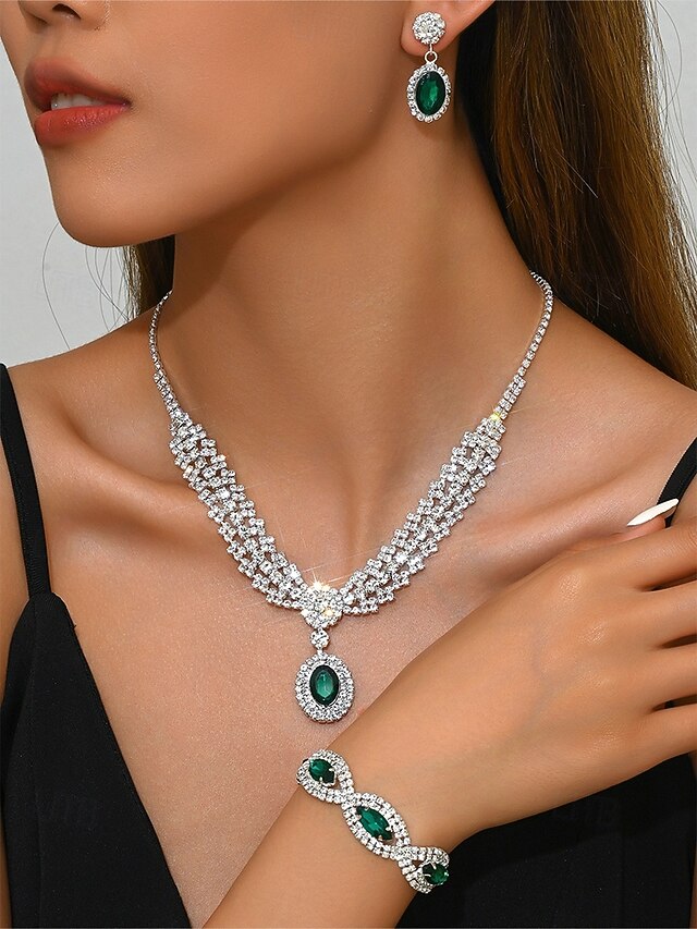 Set Women for Green – Elegant Crystal Luxury Jewelry Necklace