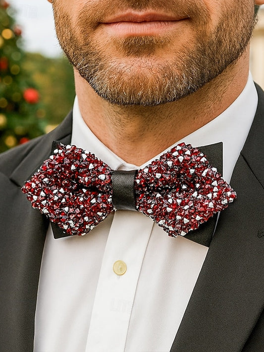 Polyester Sparkling Sequins Bow Christmas – Men's Tie