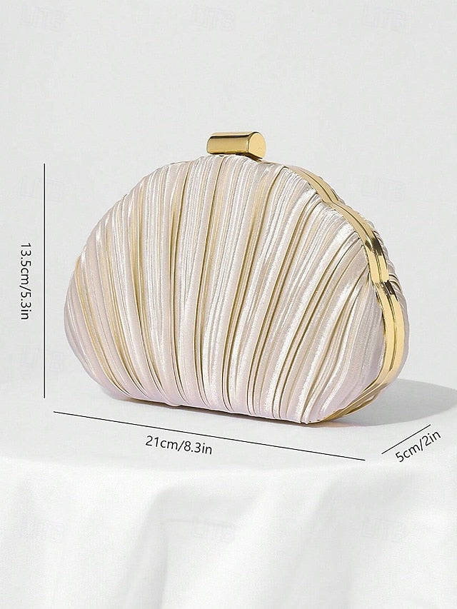 Purse Pleated Shell Evening Satin Clutch Women's