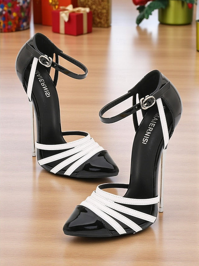 Women's and Heels Leather Patent - Red Black Stiletto