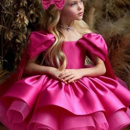 Girls' Girl Kids Party Dress Solid Color Flower