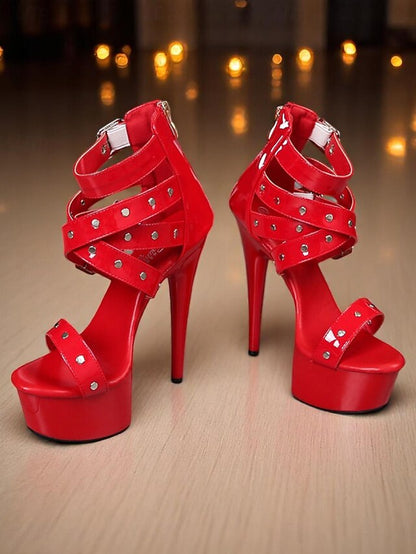 and Heels High White Women's Straps with Platform Buckled