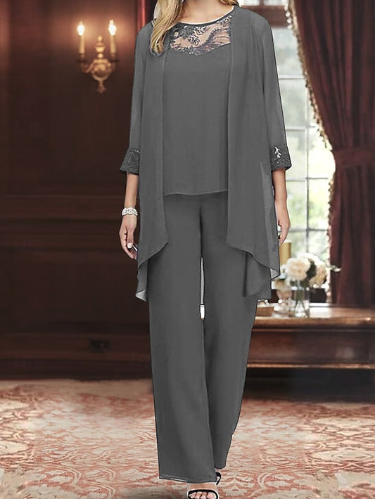 Dress Elegant Mother Bride of Piece Neck Vintage 3 the Crew