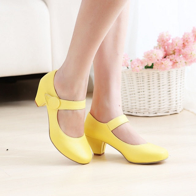 Toe Yellow Shoes Jane Women's Mary Round –
