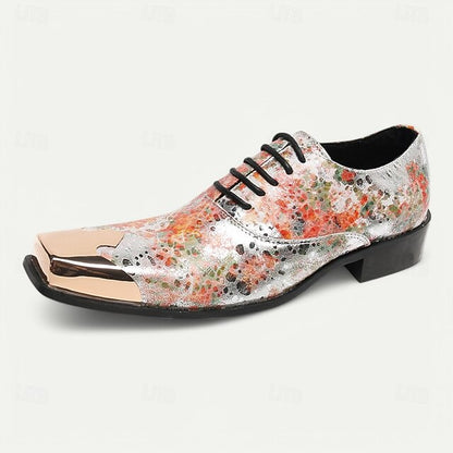 Printed Floral Oxford Patent Men's Leather Shoes –
