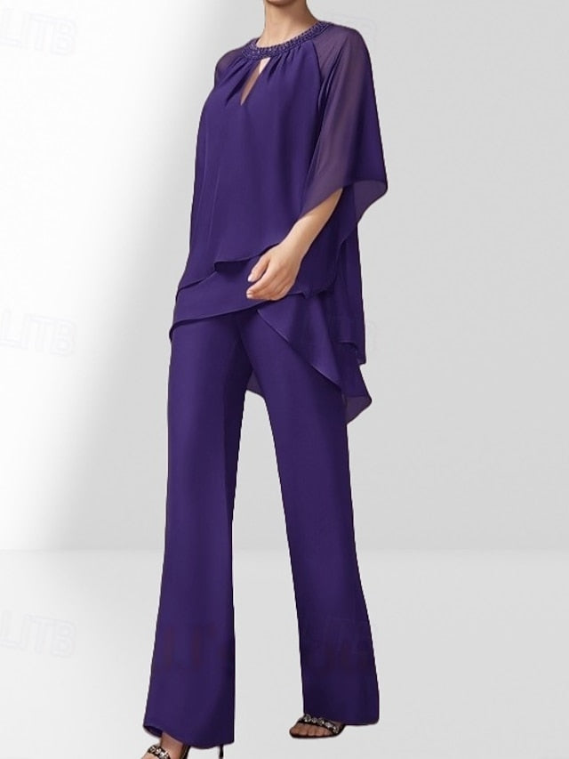 Bride Mother of Dress Piece Guest Wedding the Two Pantsuit