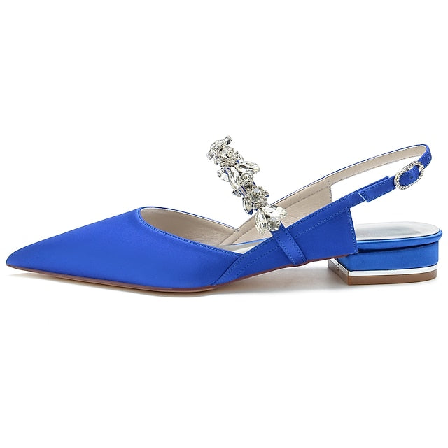 Women's Crystal Bridal Shoes Wedding Flat Heel