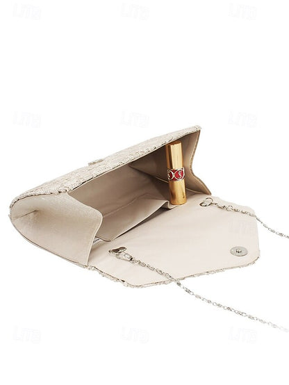 Women's Chain Clutch Evening Strap Bag with Lace