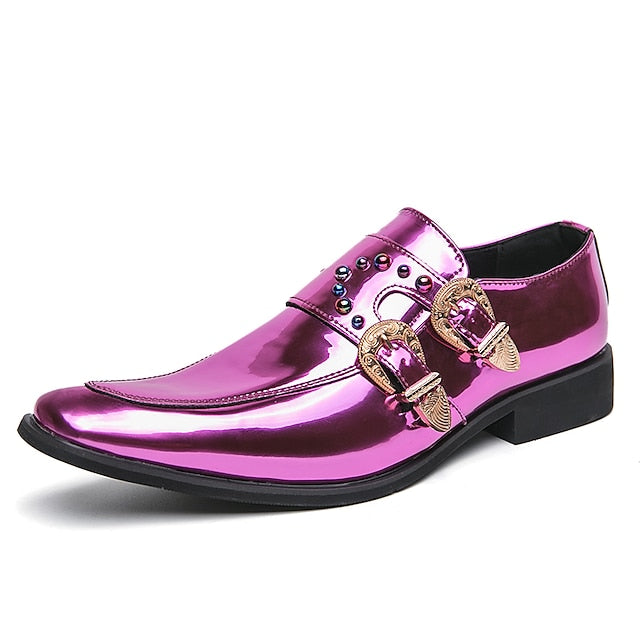 Shoes Buckle Fashion Men's Loafers – Pink Metallic