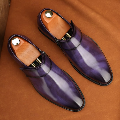 Business Shoes Brown Loafers Slip-On Leather Men's