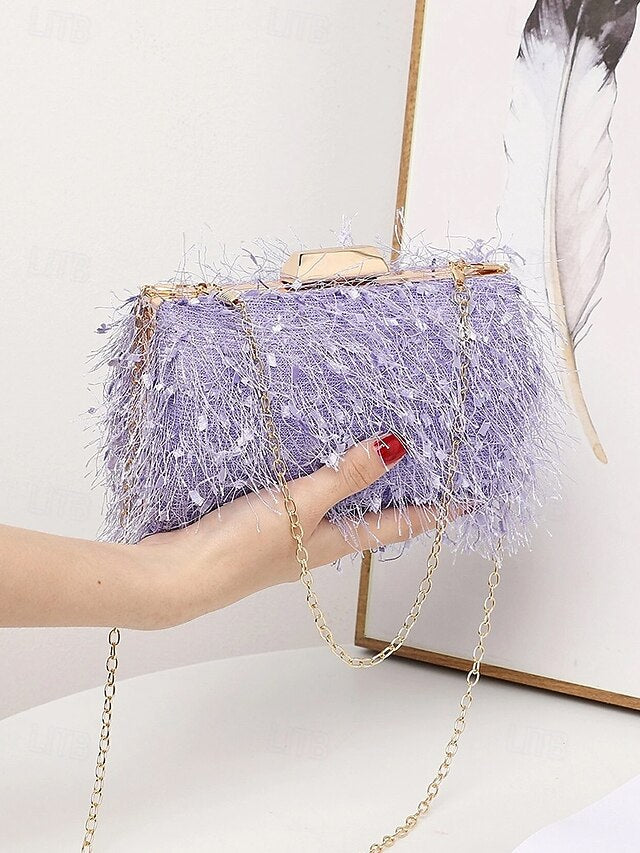 Chain Women's with Clutch Strap Feathered Chic Evening